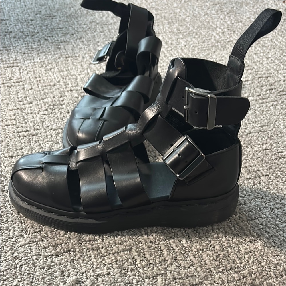Dr. Martens Black Leather Buckle Boots